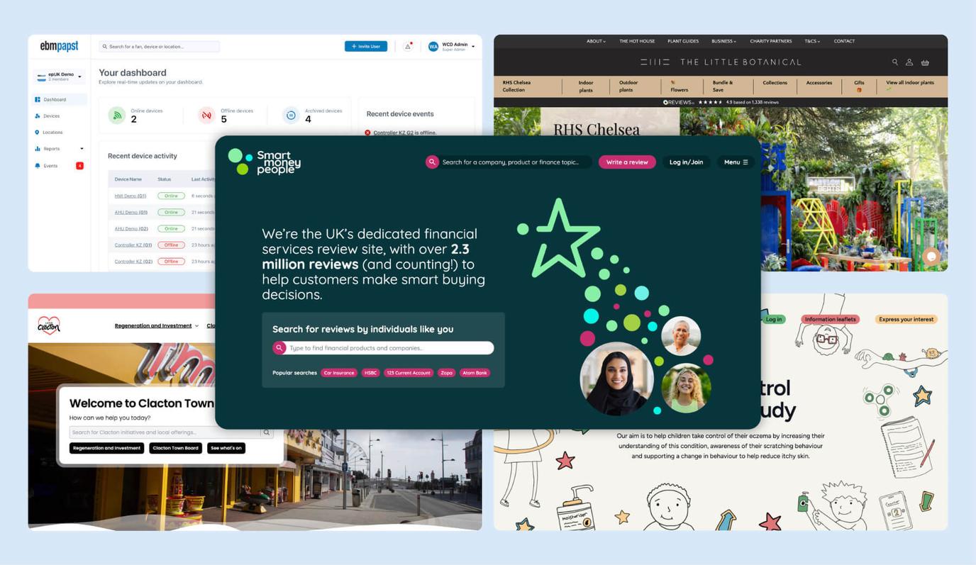 A collage of different website projects we've worked on