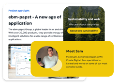 Team member bio, image banner, and content section from the WCD newsletter