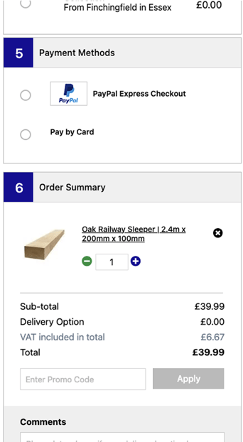 Checkout page for Suregreen website on mobile showing payment methods and order summary.