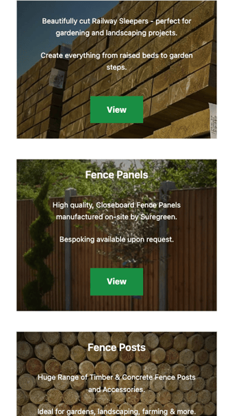 Homepage section for Suregreen website on mobile