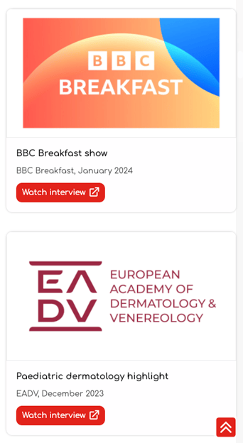 News articles from the paediatric and population based dermatology website on mobile