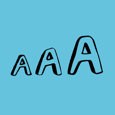 A blue background showing the letter A in three different sizes indicating accessibility of text online