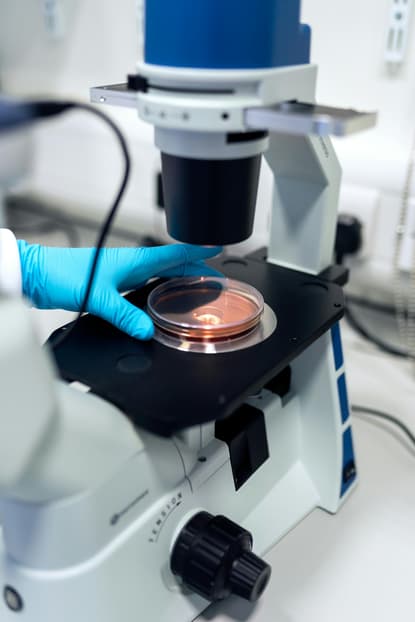 Microscope being used for research