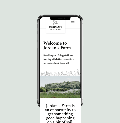 Template iphone outline with the Jordan's Farm website shown on it