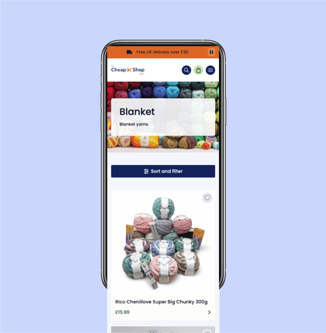 Phone showing the cheap shop product category page