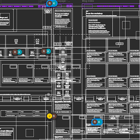 wireframe with comments on of gibbons group page designs