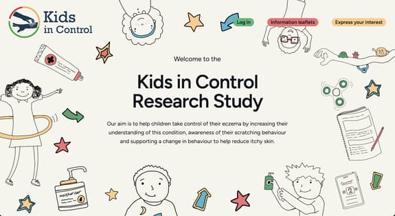 Kids in Control homepage hero with illustrations