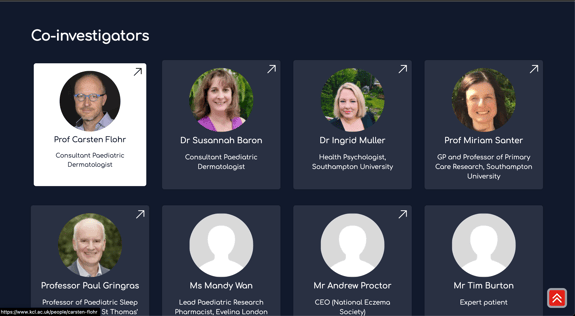 Meet the team section on the paediatric and population based dermatology site