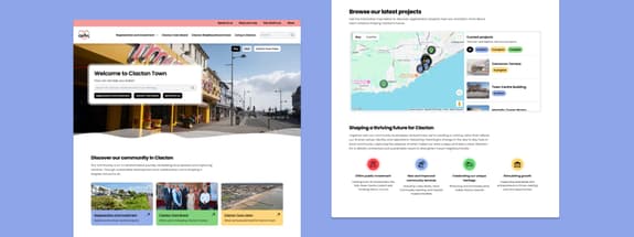 Love Clacton homepage on desktop - from a case study about the website build
