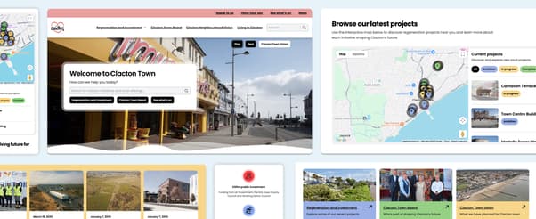 Screenshots of mobile and desktop homepage for love clacton