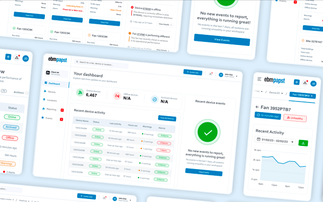 InSights dashboard for the ebm-papst project - it shows different screenshots on desktop and mobile