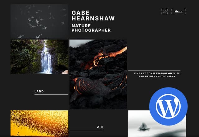 Gabe Hearnshaw homepage with wordpress logo