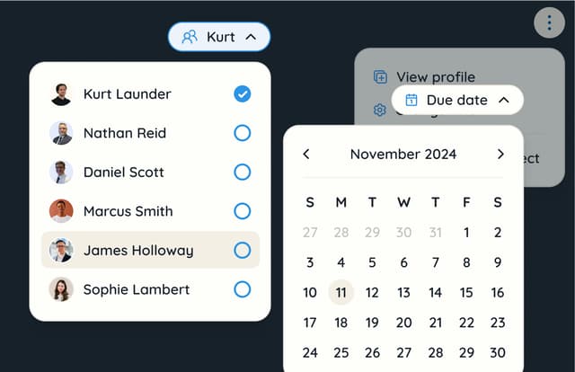 Different aspects of Rofinery's platform including how to change user and change due date
