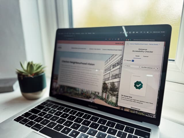 Laptop with Love clacton website and pass with site improve accessibility audit