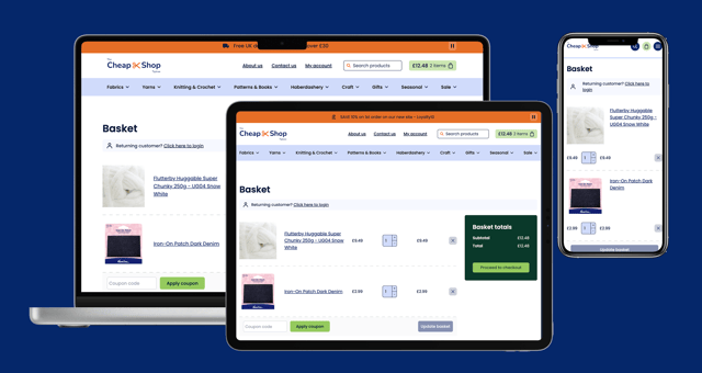 Cheap shop basket on multiple device sizes