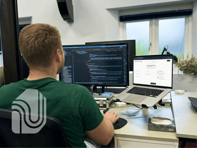 Developer working on developing the contact page fro the fictional word mark website