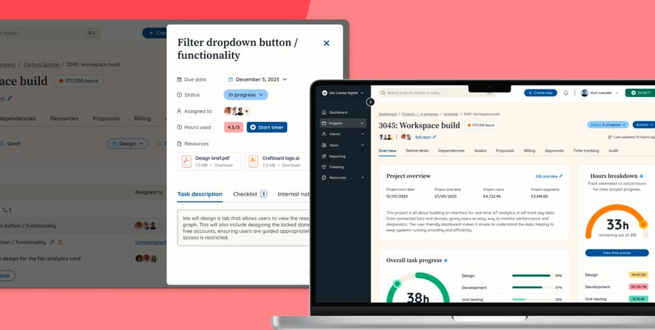 Rofinery project overview and details screen on laptop