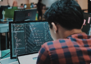 Man working on laptop