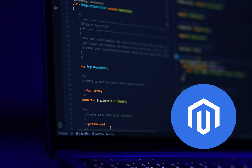 Magento logo overlaying code