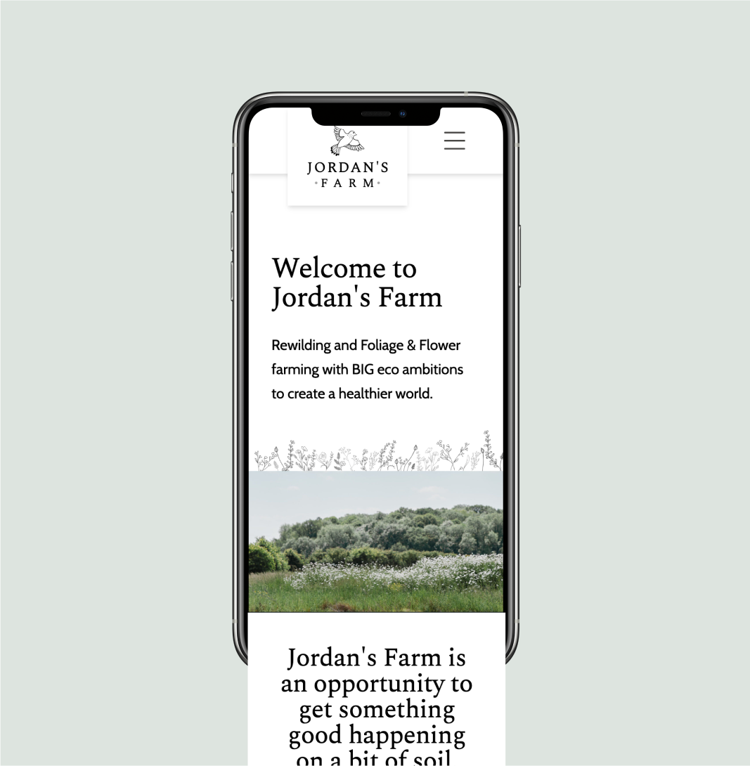 Template iphone outline with the Jordan's Farm website shown on it