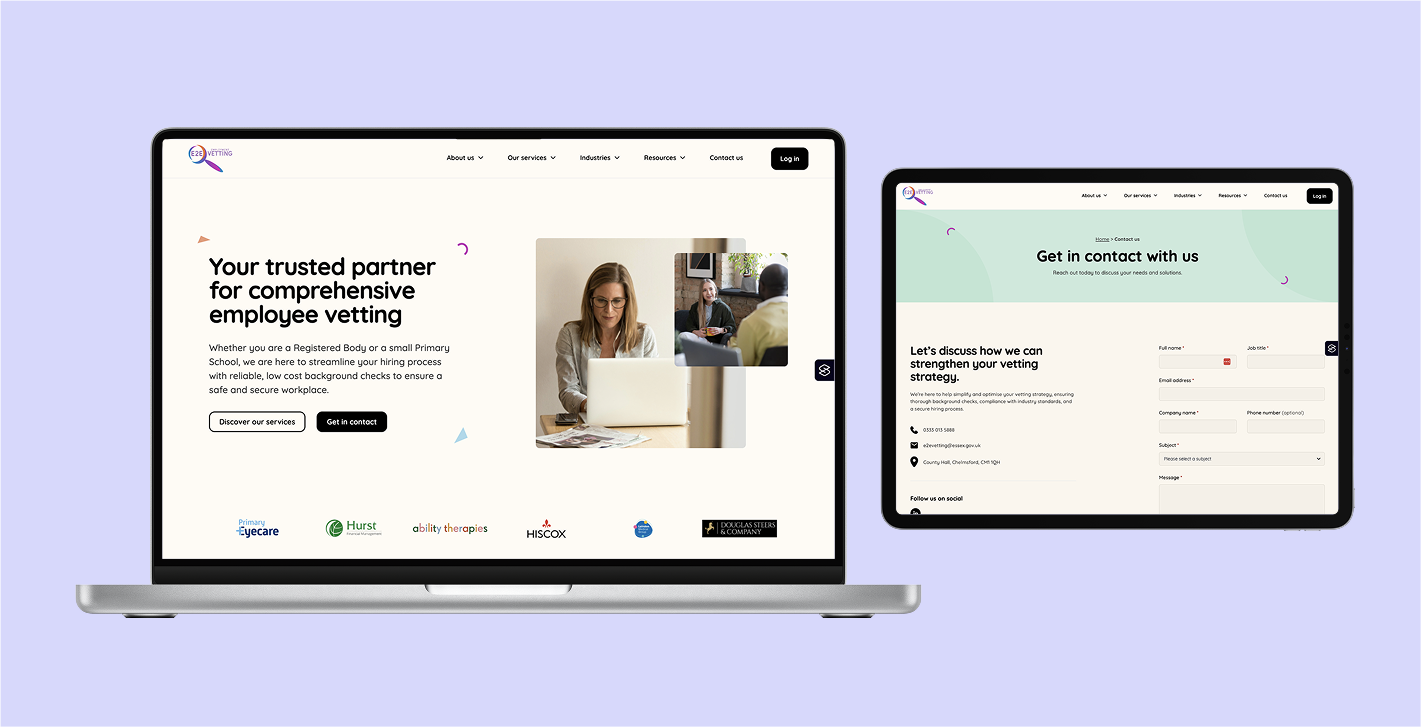 E2E vetting site on desktop and tablet