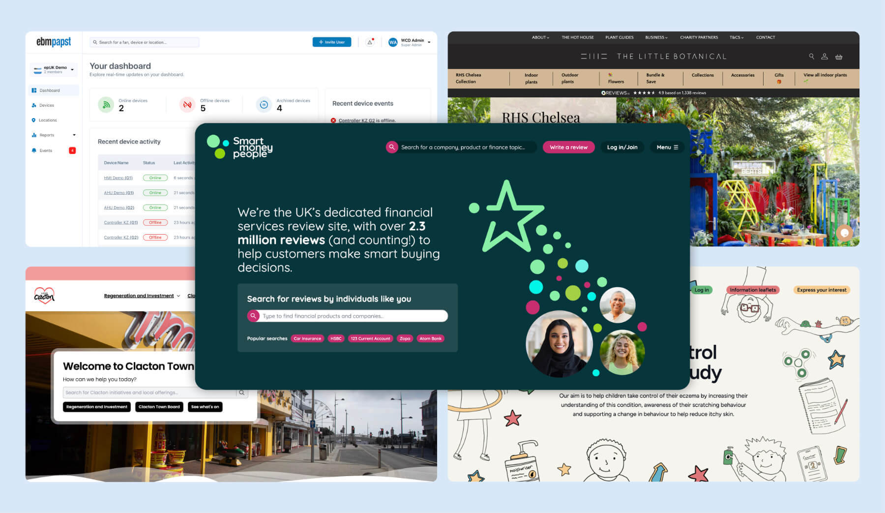 A collage of different website projects we've worked on