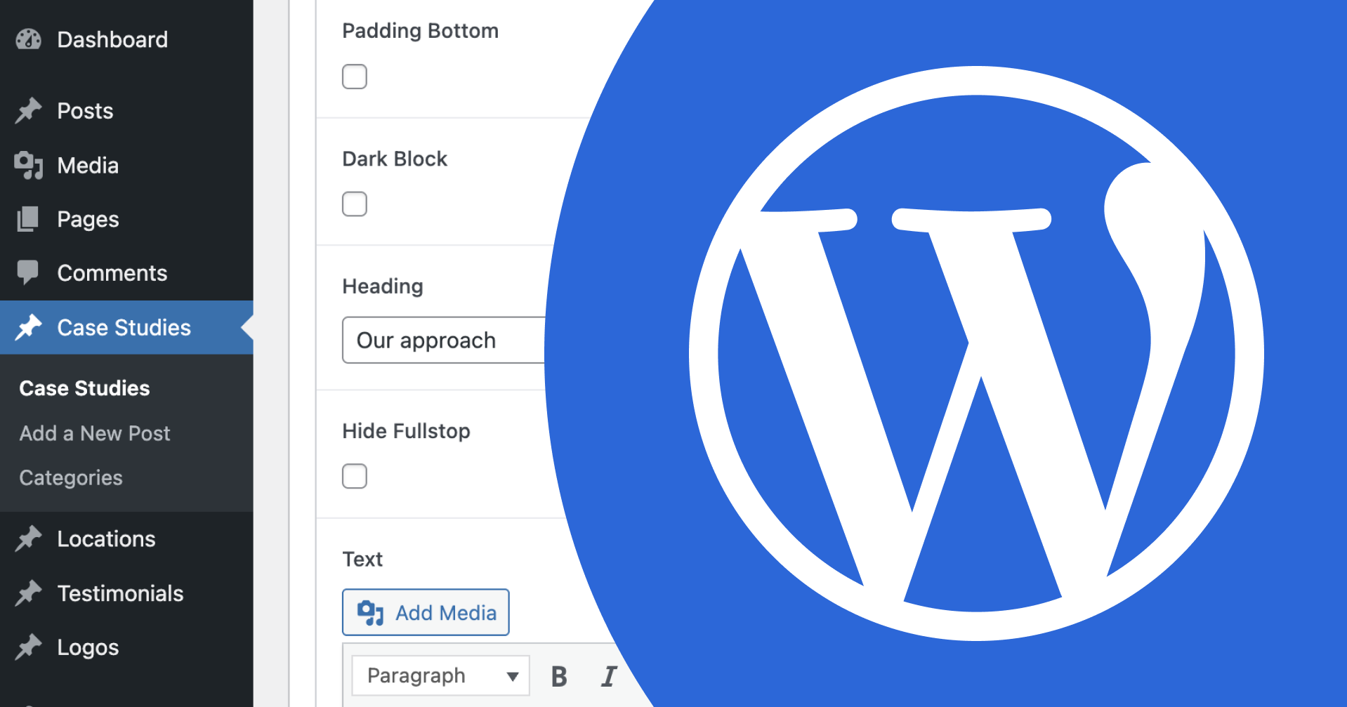 wordpress logo on cms page